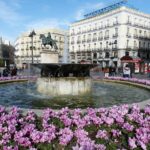 Plaza iconica de España, llena de turistas que posano en el mismo lugar para la foto.